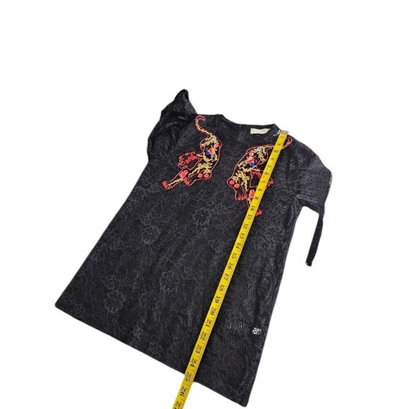 Sandro Paris Womens Lace Sheer Embroidered Long Sleeve Blouse, Open Back, 1/US S - Picture 3 of 9